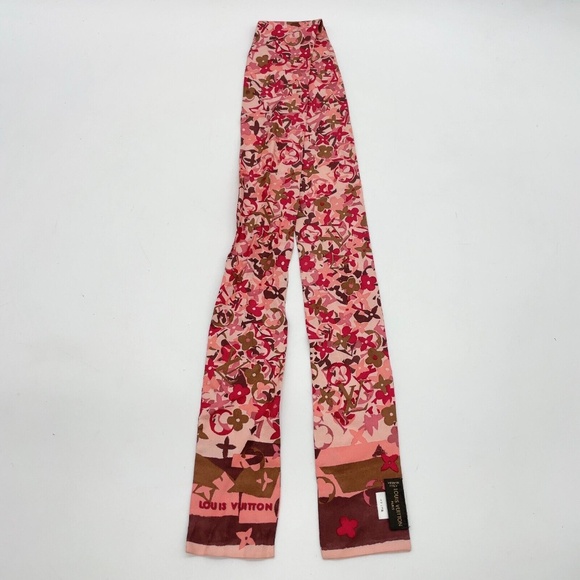LOUIS VUITTON - Ribbon Bandeau Arty Pink Scarf R1.108 - Picture 2 of 3